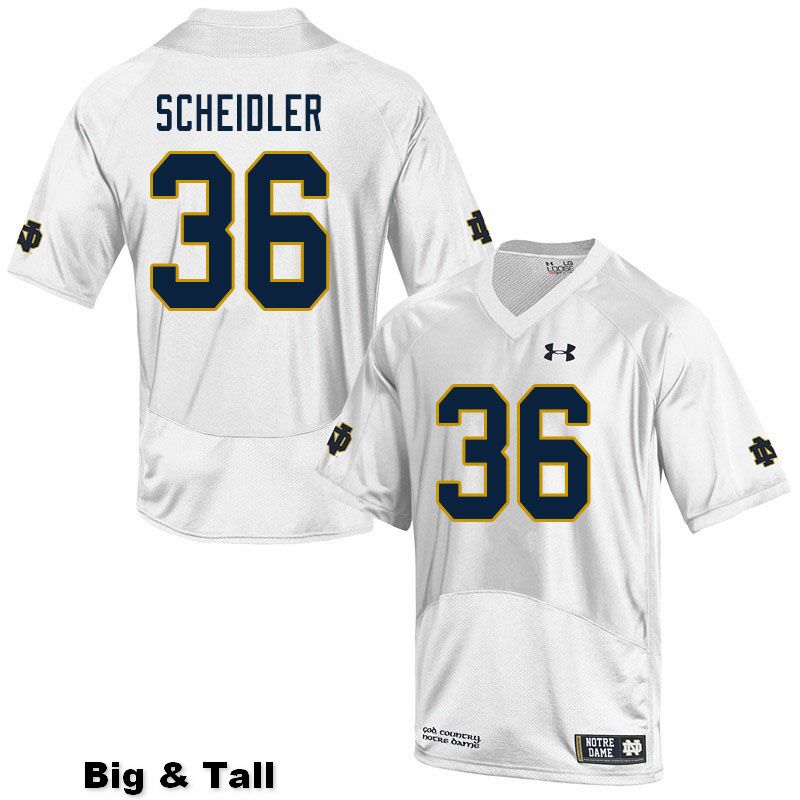 Men's NCAA Notre Dame Fighting Irish #36 Eddie Scheidler Stitched College Under Armour Authentic White Big & Tall Football Jersey WS10W02KP